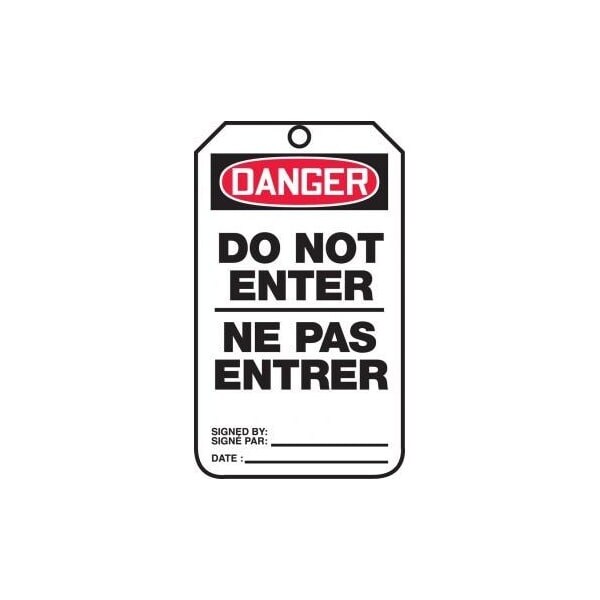 Accuform French Bilingual Safety Tags, DANGER DO NOT ENTER, 5.75in x 3.25in, RP-Plastic, 25PK TCF110PTP - main